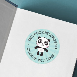 Adesivo Panda este livro pertence às crianças, nome azul