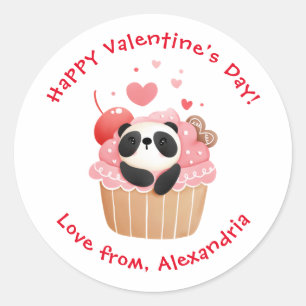 Adesivo Panda Fofa em Cupcake Dia dos Namorados Personaliz