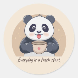 Adesivo Panda Fofo com Café