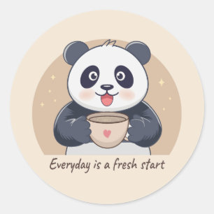 Adesivo Panda Fofo com Café