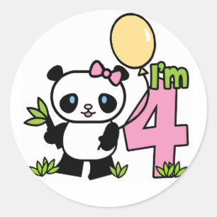 Adesivo Panda Girl 4º aniversário