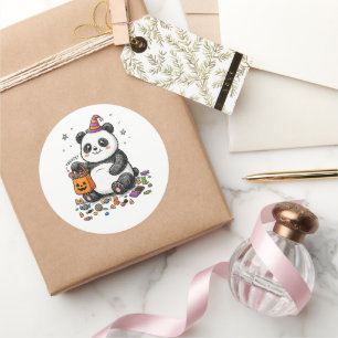 Adesivo Panda Gordinho de Halloween com Barriga de Doce &