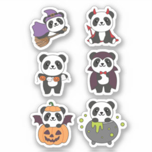 Adesivo Panda Halloween Vampiro do Diabo da Bruxa Pumpkin