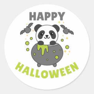 Adesivo Panda Happy Halloween Cauldron Bat ClassRound S