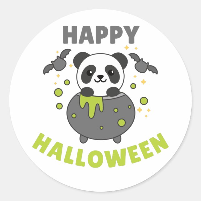 Adesivo Panda Happy Halloween Cauldron Bat ClassRound S (Frente)
