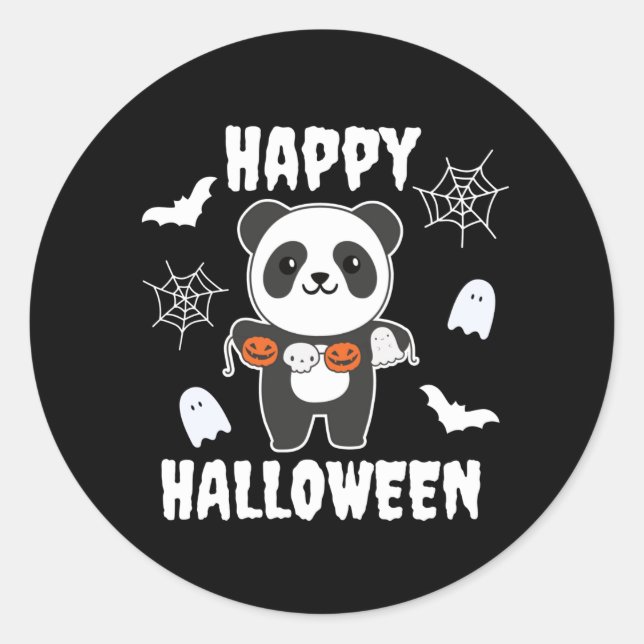 Adesivo Panda Happy Halloween Pumpkin Bat Costume (Frente)