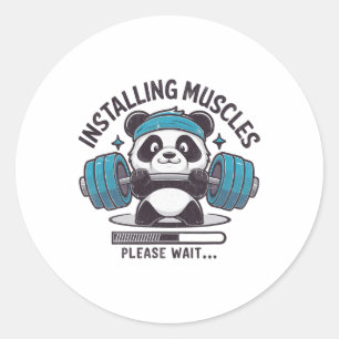Adesivo Panda Instalando Músculos Por Favor Aguarde O Elev