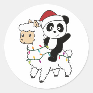 Adesivo Panda Lama Natal Animais de inverno na neve