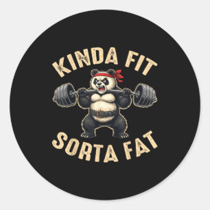 Adesivo Panda Levantando Peso Meio em Forma Um Pouco Gordo