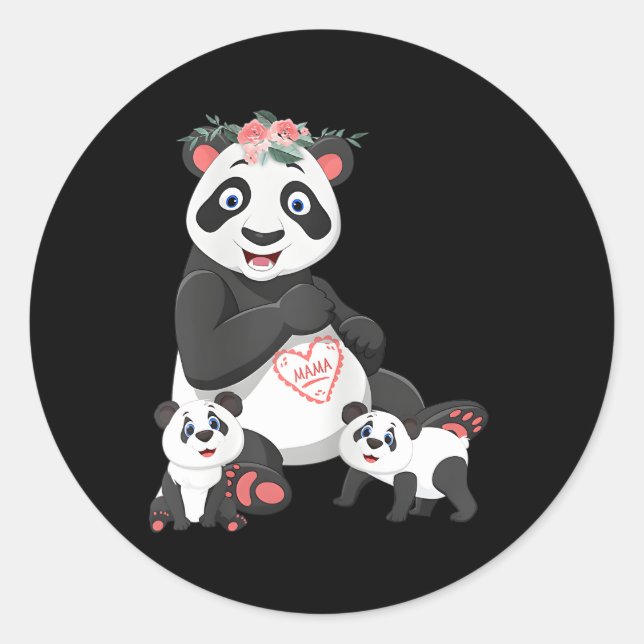 Adesivo Panda Mama Bear Dois Cubos Amor Floral (Frente)