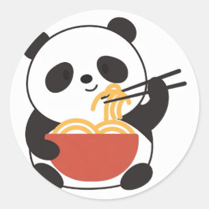 Adesivo Panda Mínimo Comendo Ramen