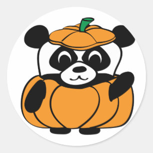 Adesivo Panda na fantasia de abóbora
