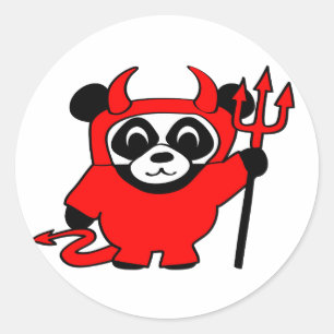 Adesivo Panda na fantasia do diabo vermelho