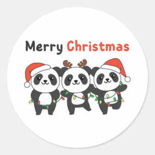 Adesivo Panda Natal Animais Pandas Feliz Natal
