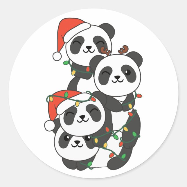 Adesivo Panda Natal Árvore de Natal Pandas (Frente)