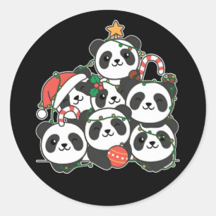 Adesivo Panda Natal Árvore Engraçado Natal Animal