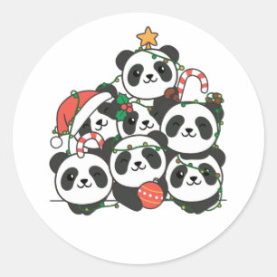 Adesivo Panda Natal Árvore Engraçado Natal Animal Natal