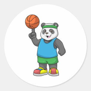 Adesivo Panda no Esporte com Basquete