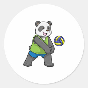 Adesivo Panda no Esporte com Voleibol