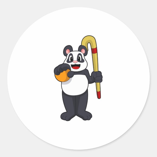 Adesivo Panda no Hockey com Taco de Hóquei (Frente)