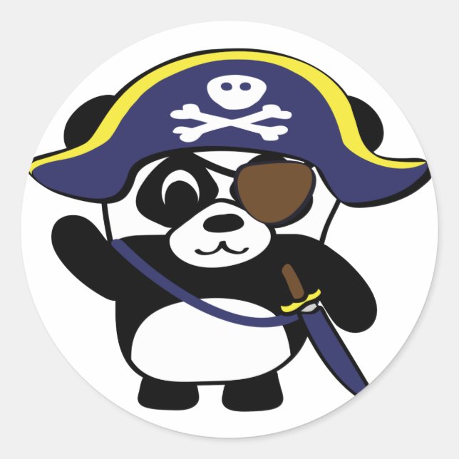 Adesivo Panda no Marinho Blue Pirate Costume (Frente)