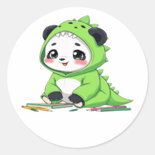 Adesivo Panda numa fantasia de dinossauro