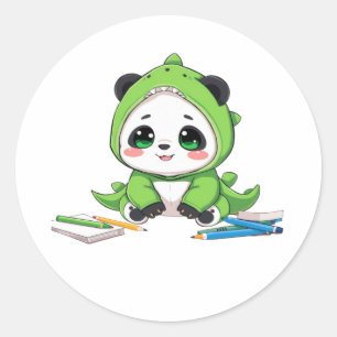 Adesivo Panda numa fantasia de dinossauro