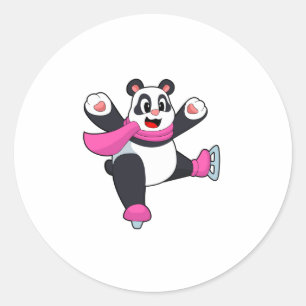 Adesivo Panda patinação no gelo Patins de gelo