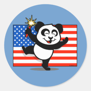 Adesivo Panda patriótica com bandeira americana