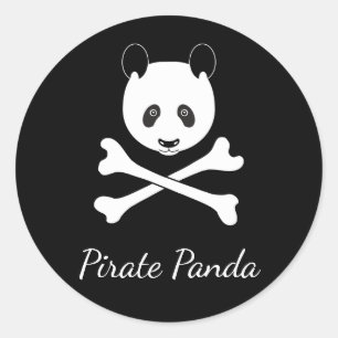 Adesivo Panda Pirata Branca e Preta Personalizada