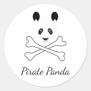 Adesivo Panda Pirata Branca e Preta Personalizada