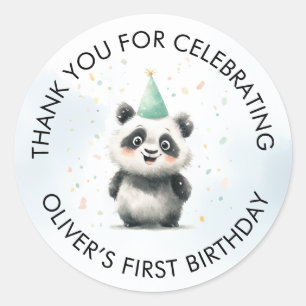 Adesivo Panda Primeiro Aniversário Obrigado Sticker