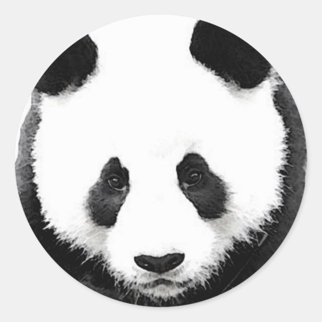 Adesivo Panda Round Sticker - Arte Pop branca e preta (Frente)