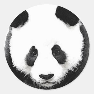 Adesivo Panda Round Sticker - Arte Pop branca e preta