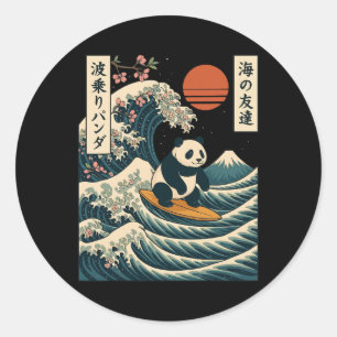 Adesivo Panda Surfando a Grande Onda Japonesa _3