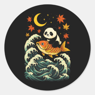 Adesivo Panda Surfando Onda - Arte Divertida de Animal Jap