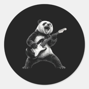 Adesivo Panda tocando guitarra estrela do rock rock and ro