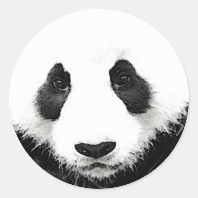 Adesivo Panda Trabalho de arte Round Sticker Black & White (Frente)