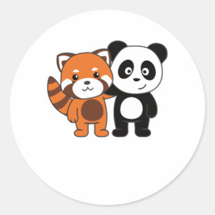 Adesivo Panda Vermelha Com Amantes de os animais Doce De P