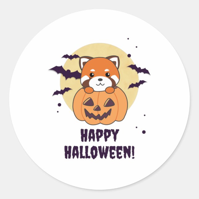 Adesivo Panda Vermelha Em Pumpkin Cute Pandas Happy Hallow (Frente)