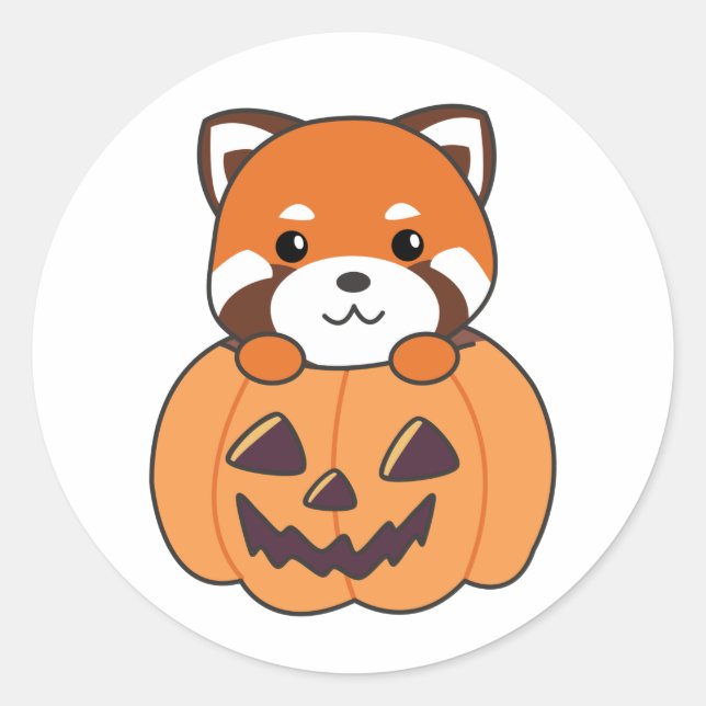 Adesivo Panda Vermelha Em Pumpkin Cute Pandas Happy Hallow (Frente)