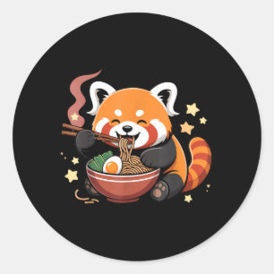Adesivo Panda Vermelho Comendo Macarrão Ramen