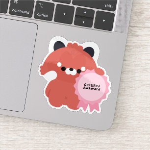 Adesivo Panda Vermelho Desajeitado Certificado