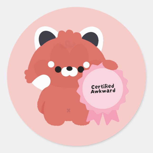 Adesivo Panda Vermelho Desajeitado Certificado (Frente)