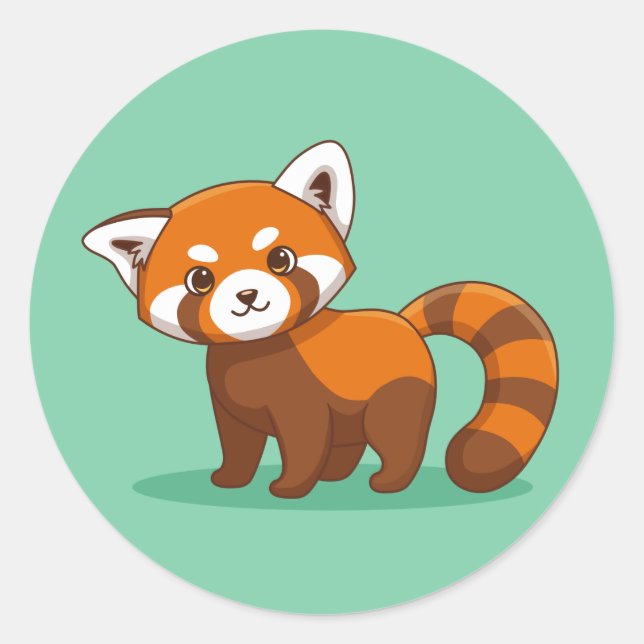 Adesivo Panda Vermelho Fofo em Verde (Frente)