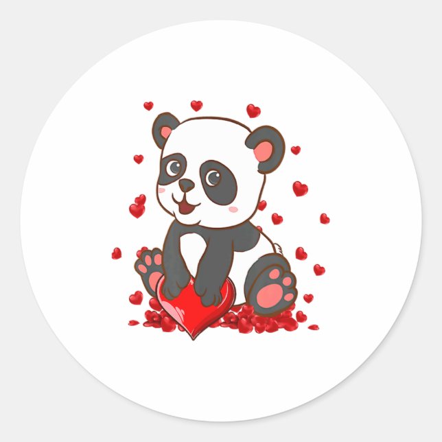 Adesivo Panda With Hearts Valentines Day Women And Girls  (Frente)
