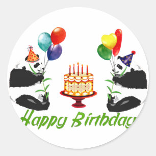 Adesivo Pandas do aniversário