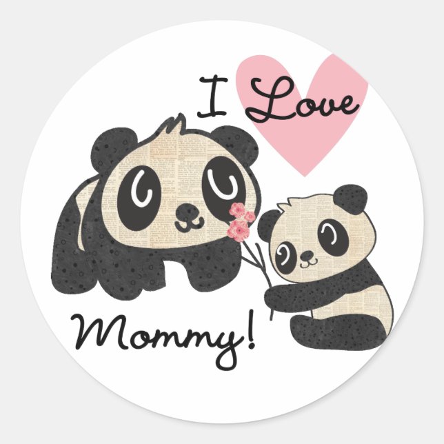 Adesivo Pandas eu amo mamães (Frente)