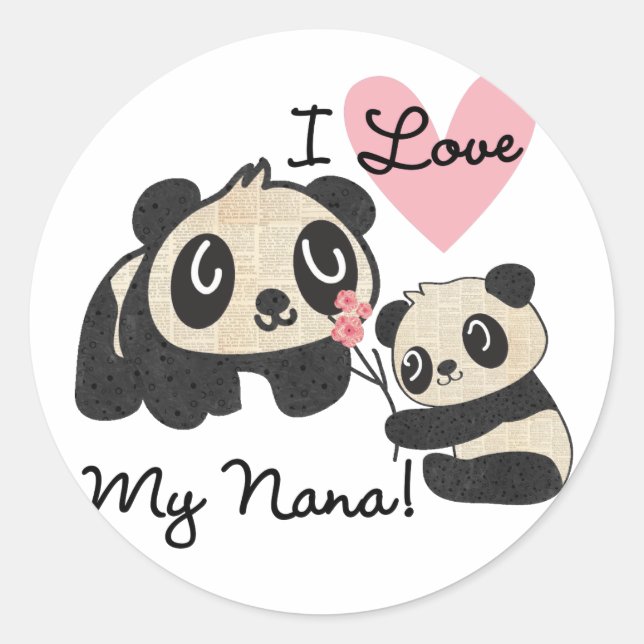 Adesivo Pandas I Love My Nana (Frente)
