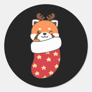 Adesivo Pandas Vermelhas Bonitas Em Meias De Natal Para O
